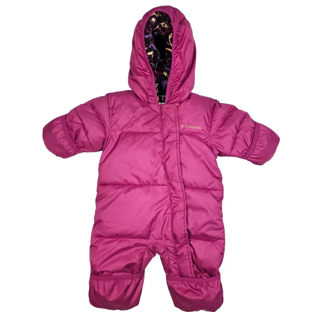 Columbia Snuggly Bunny Bunting Infant 0-3 MonthsPink Down Puffer Snowsuit Hooded